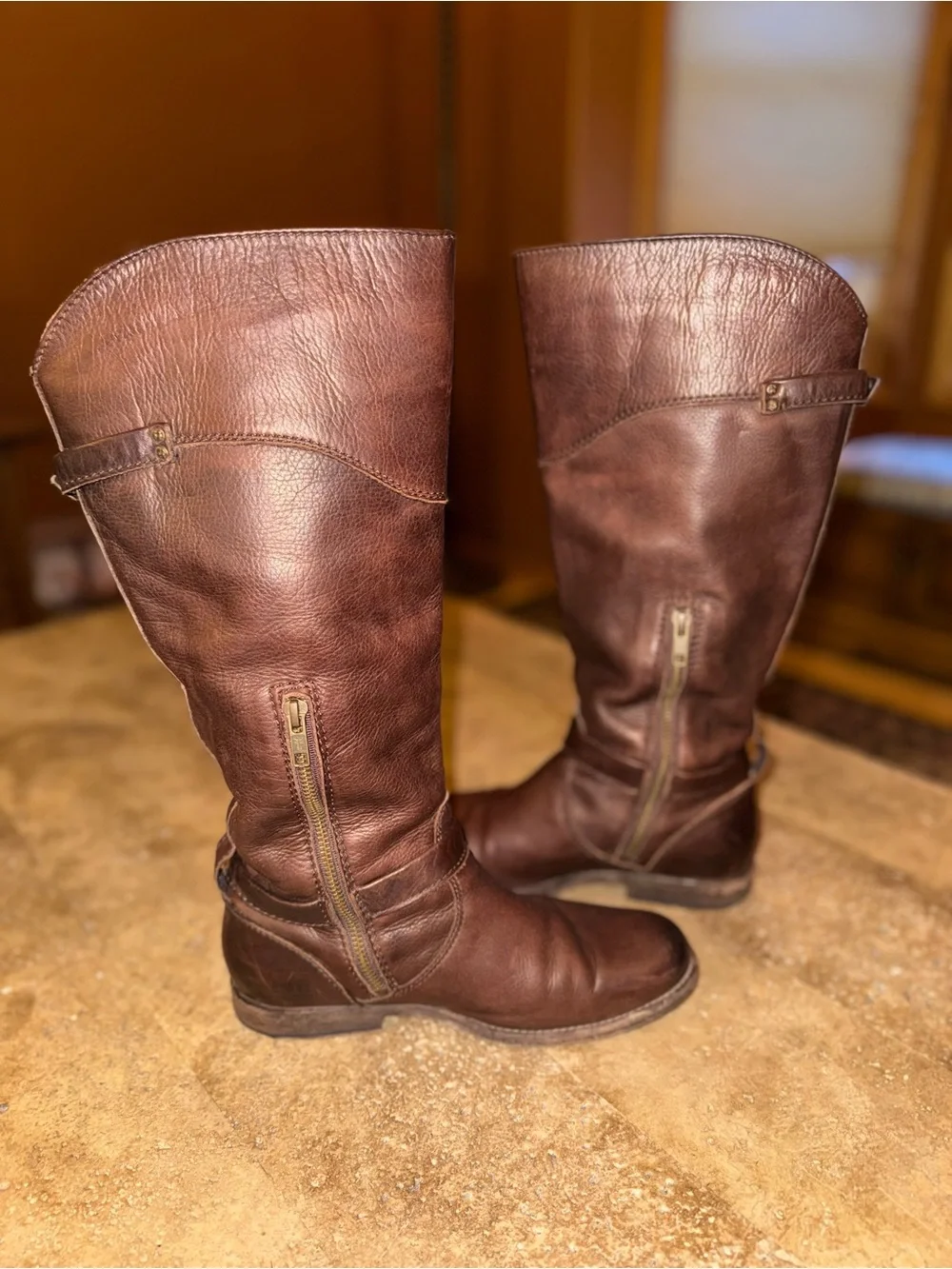 Frye Classic Brown Leather Tall Riding Boots
